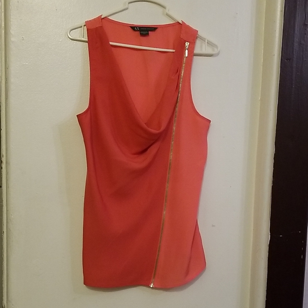 A/X Armani Exchange Coral Sleeveless Blouse with Zipper